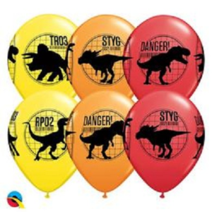 Dinoszaurusz Mintás Vegyes Színű Gumi Lufi, 6 db, 28 cm