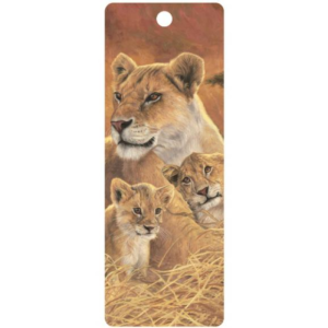 3D Könyvjelző - Nőstény oroszlán és kölykei