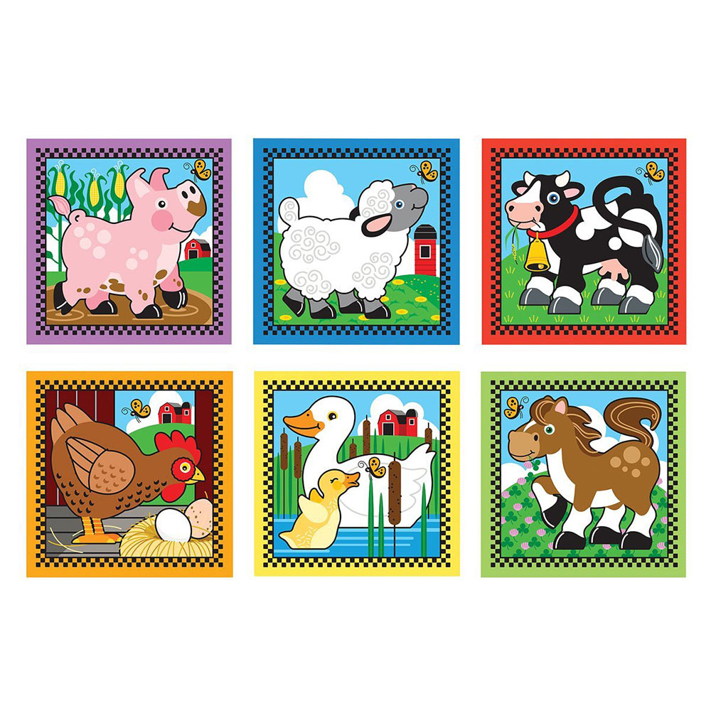 Melissa & Doug 10775 Fa  kocka puzzle 16 db-os - Farm állatok