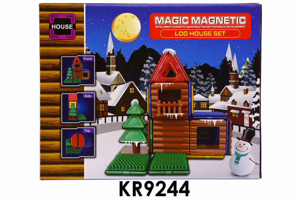 Mágneses építő készlet, 36 darab különböző idom. A doboz mérete: 30x24 cm