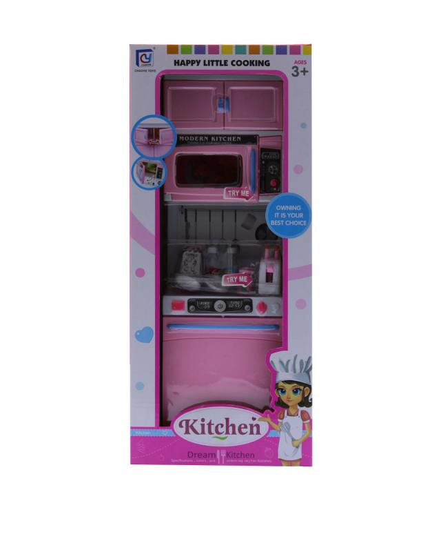 Konyhafal babához, elemes, rózsaszín. A konyha Barbie méretű babához megfelelő. A doboz mérete: 16x36 cm