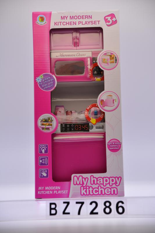 Konyhafal babához, elemes, rózsaszín. A konyha Barbie méretű babához megfelelő. A doboz mérete: 16x35 cm